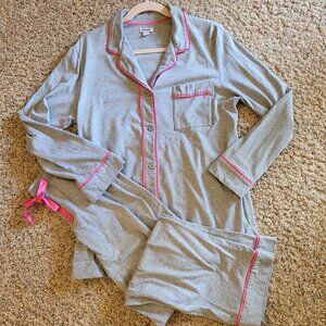 DKNY Pajama Set - Size M  Gray with Pink Trim